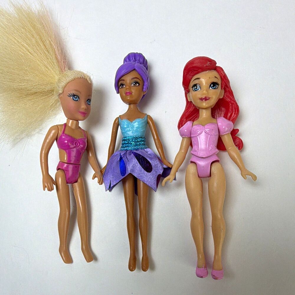 Lot of 3 Mattel Polly Pocket size dolls